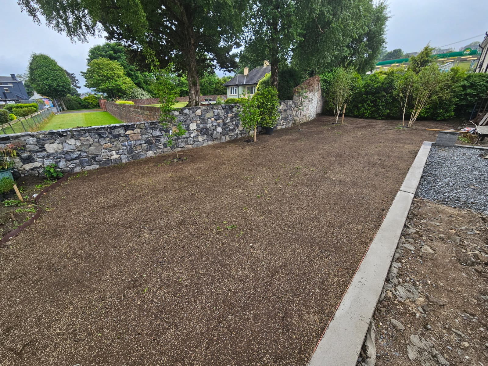 Beautifully prepared and seeded new lawn area