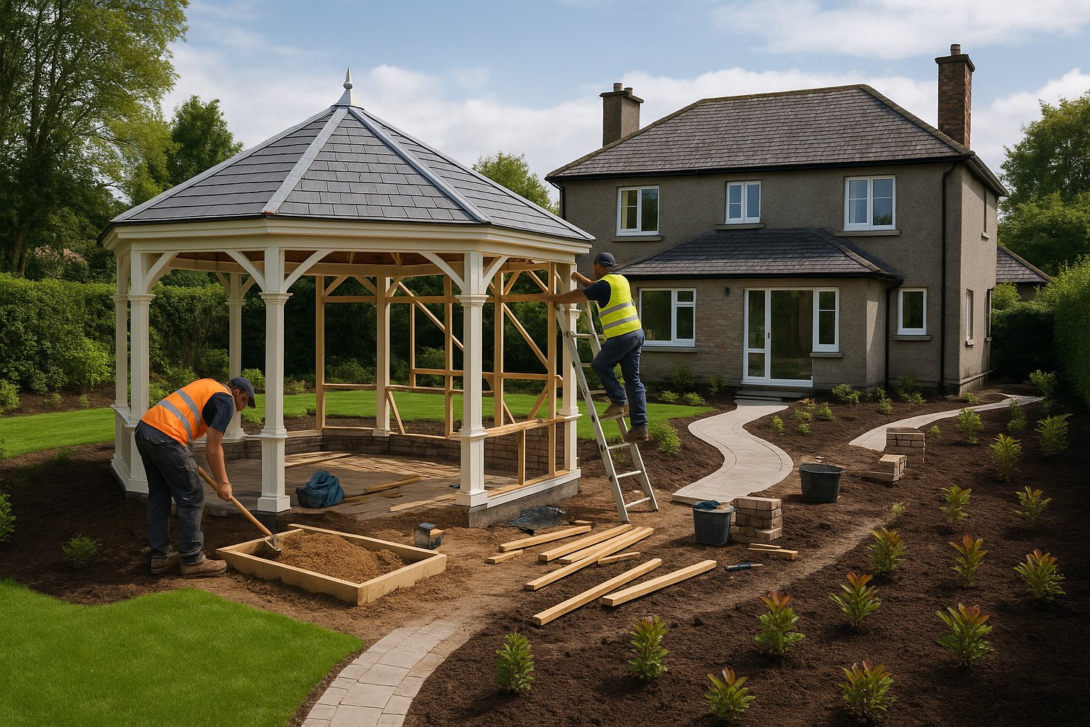 Garden construction project requiring planning permits and council approval